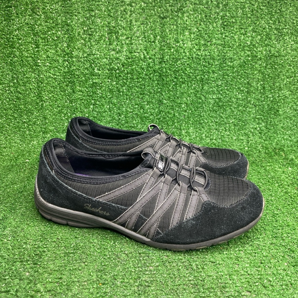 Skechers Mens SZ 8 Black Charcoal Slip-On Shoes